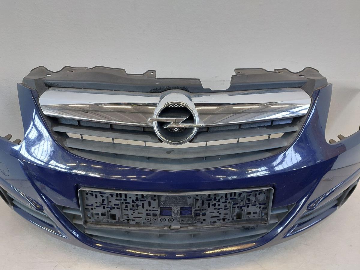 Opel Corsa D Sto&szlig;f&auml;nger vorn Frontsto&szlig;stange mit Grill Z20Z Royalblau Schaden