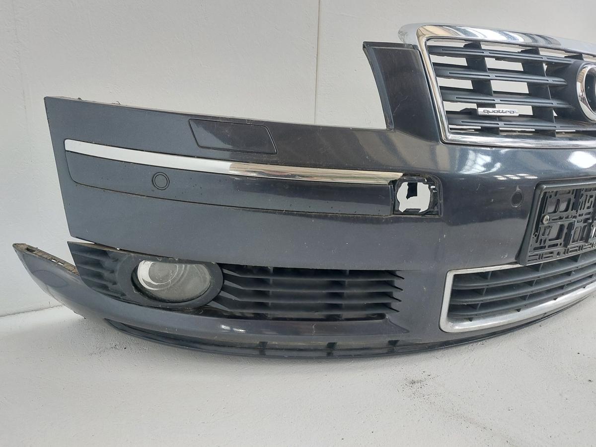 Audi A8 4E Stoßfänger vorn Frontschürze Frontstoßstange LZ7Q grau Beschädigungen