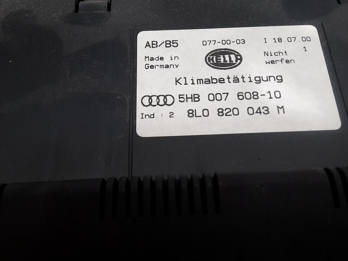 Audi A3 8L org Heizungsbet&auml;tigung Klimaautomatik 1595ccm 74kw Bj 2000