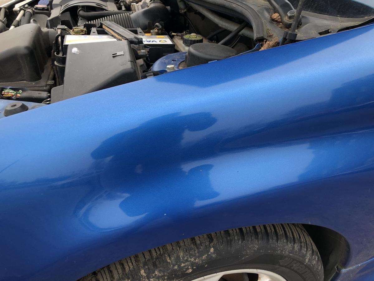 Peugeot 206CC Typ 2D Kotfl&uuml;gel vorn links Fahrerseite KMF Poseidon Blau Metallic