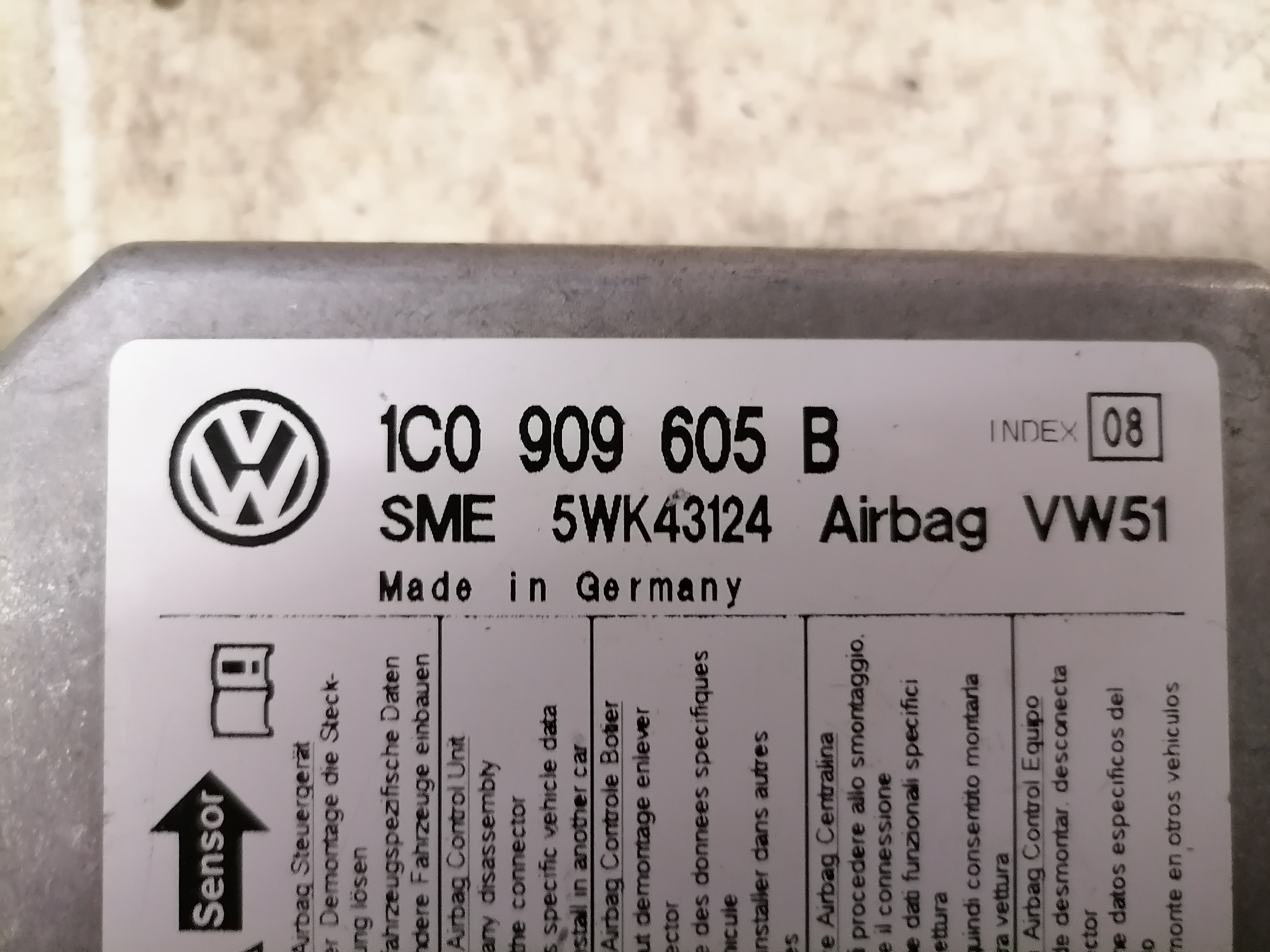 VW Golf 4 IV BJ02 Steuergerät Airbag 3C0909605B