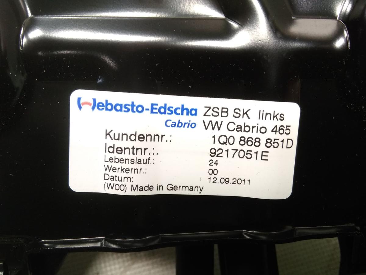 VW Eos original Dachholmklappe links mit Blende titanschwarz 1Q0868851D Bj.2011