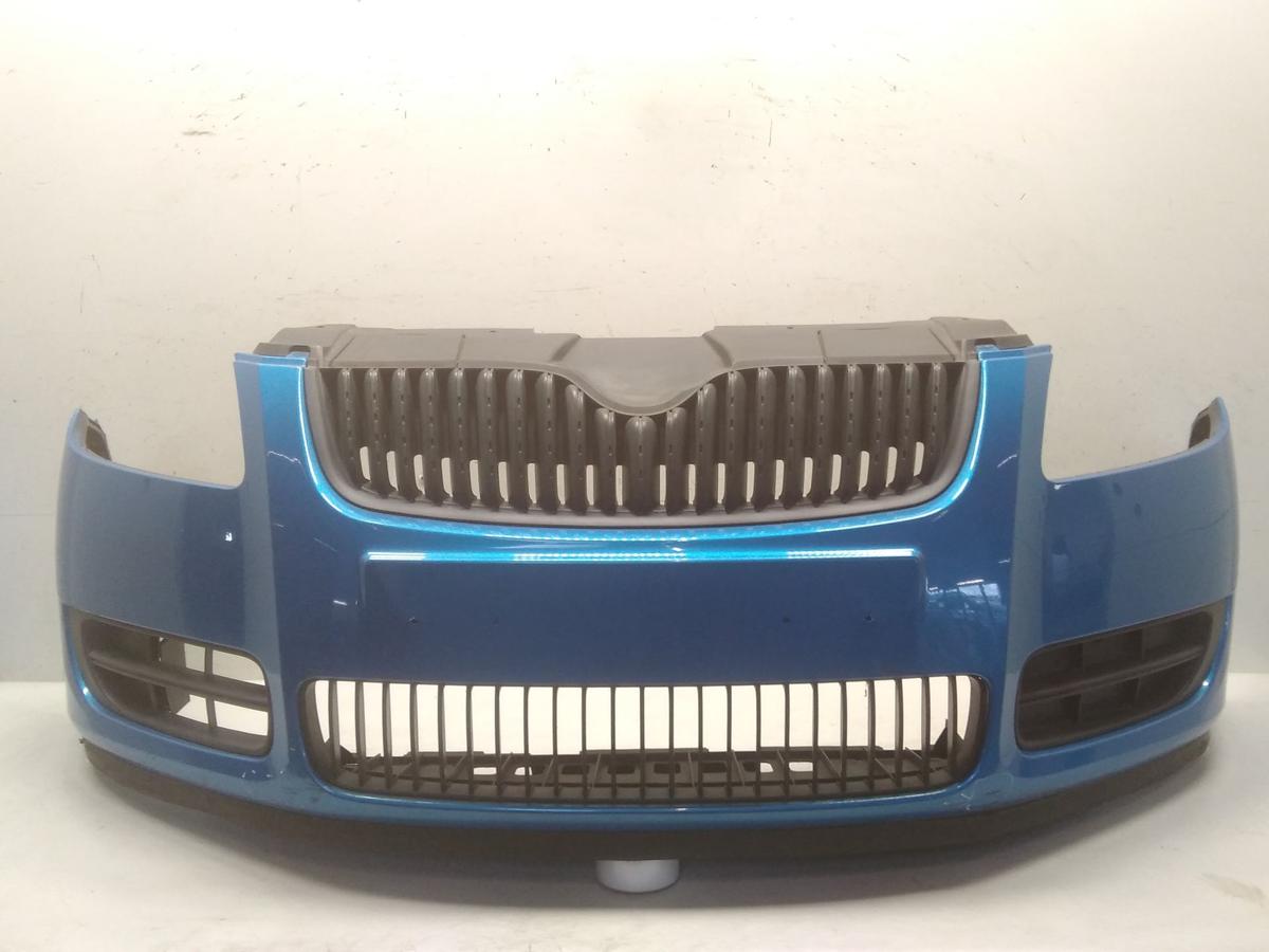 Skoda Roomster 5J original Stoßstange Stossfänger vorn beschädigt BJ2009 LF5S Indigoblaumetallic