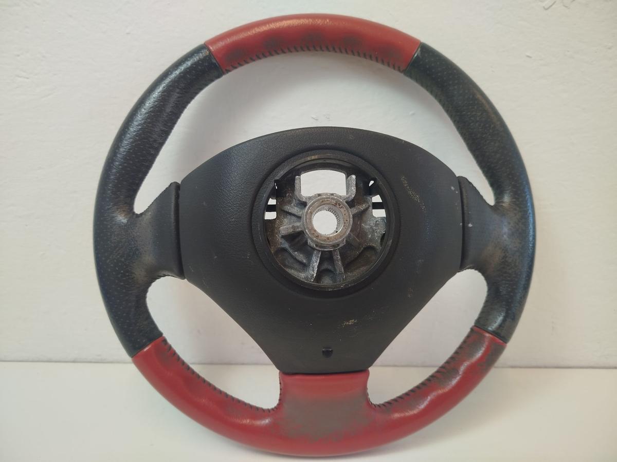 Peugeot 206 CC Lenkrad Leder Lederlenkrad rot schwarz gelocht