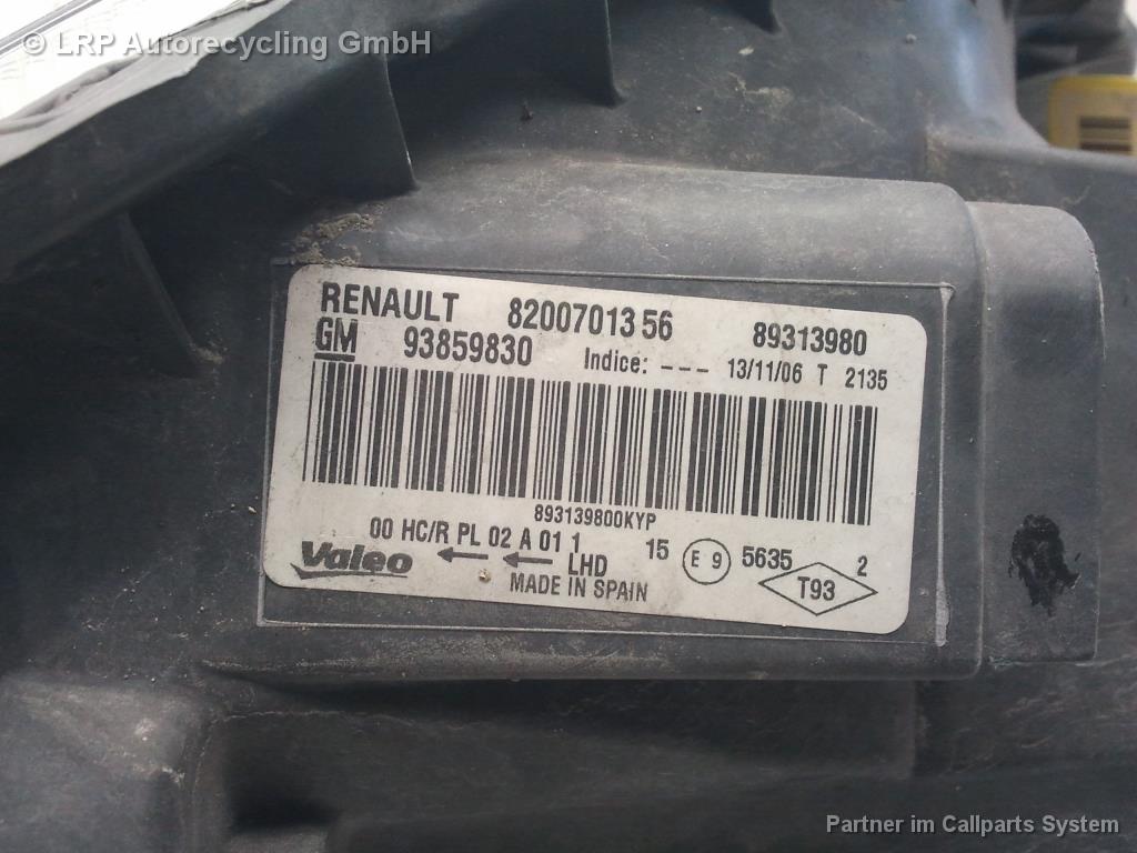 Opel Vivaro Scheinwerfer vorn rechts 8200701356 Valeo Facelift ab 06/06