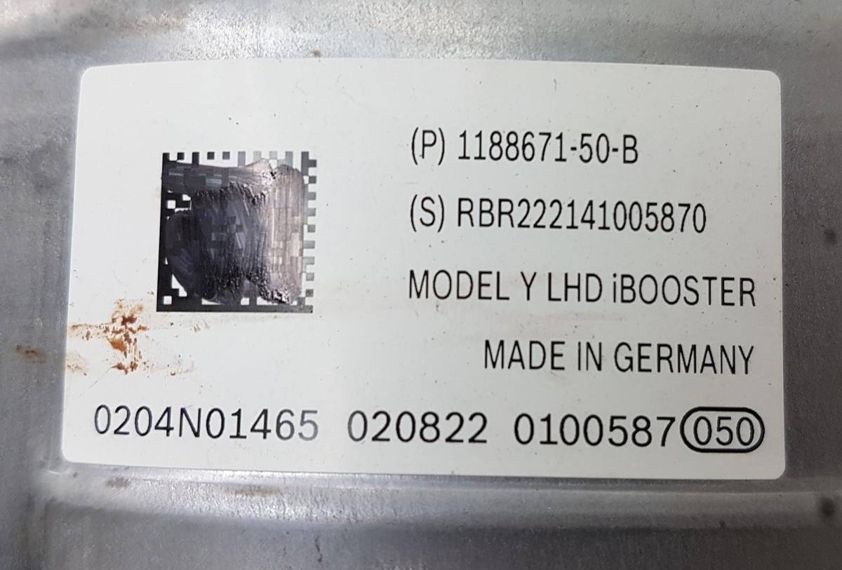 Tesla Model Y Bremskraftverst&auml;rker Bj2022 1188671-50-B Hauptbremszylinder