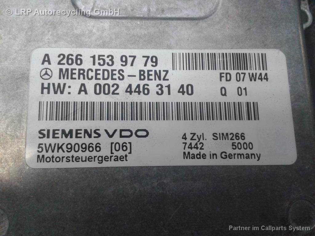 Steuergerät Motor 2661539779 Mercedes Benz W169A Klasse 1.5 70kw 266920 BJ2007