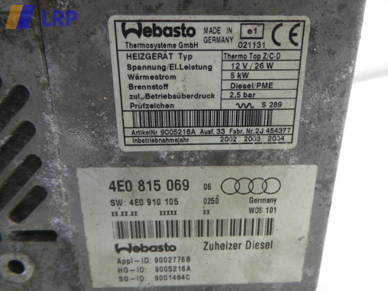 Audi A8 4E D3 Bj.2002 original Zuheizer Diesel Standheizung 4E0815069