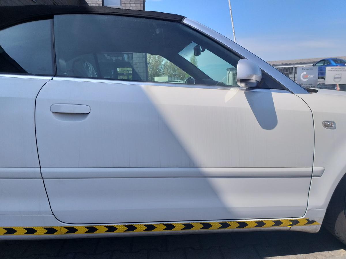Audi A4 Cabriolet 8H original Tür vorn rechts Lichtsilber LY7W wurde Weiß foliert Rohbau Bj.2002