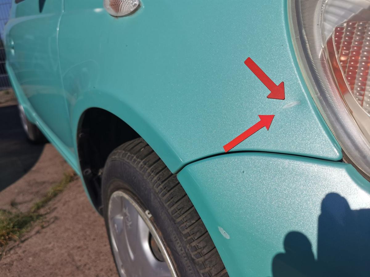 Toyota Yaris XP10 Kotflügel Fender Seitenwand vorn rechts 764 Light Aqua DELLE
