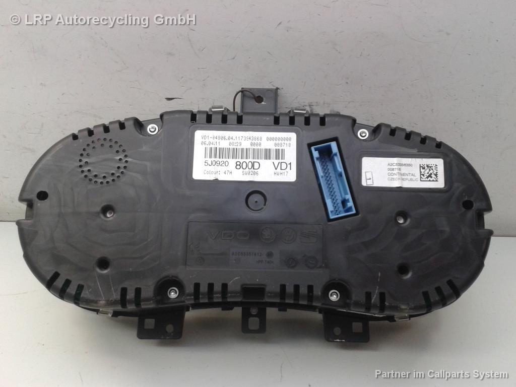 Skoda Roomster Praktik 5J BJ2011 Tacho Kombiinstrument 5J0920800D VDO A2C53356347