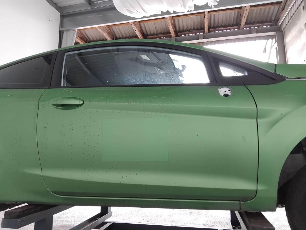 Ford Fiesta JA8 T&uuml;r vorn rechts Beifahrert&uuml;r 3t&uuml;rig frostwei&szlig;-gr&uuml;n foliert BJ16