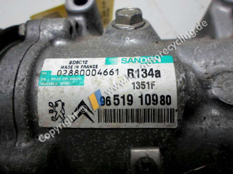 Citroen C4 L BJ2006 Klimakompressor 9651910980 02880004661 SANDEN