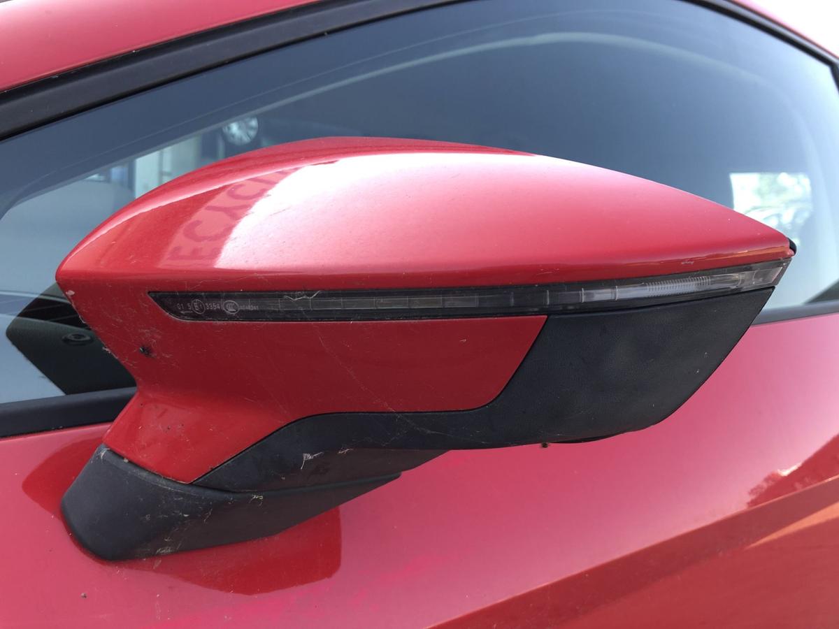 Seat Leon 5F Au&szlig;enspiegel links Spiegel Seitenspiegel elekt LS3H Emocion Rot