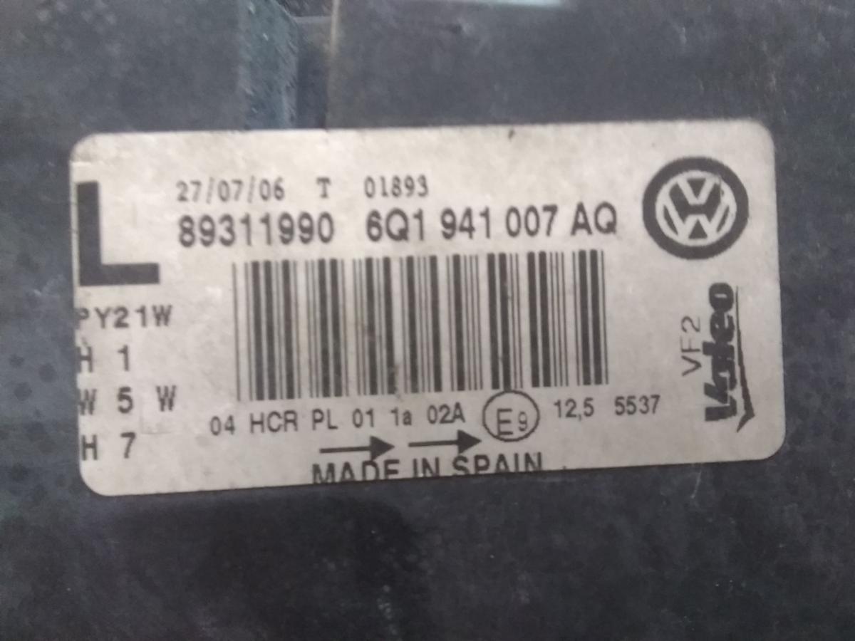 VW Polo 9N3 orig Scheinwerfer vorn links Halogen mit LWR Valeo 6Q1941007AQ BJ07