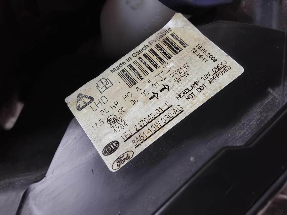 Ford Fiesta JA8 original Scheinwerfer links schwarz Halogen mit LWR BJ2009