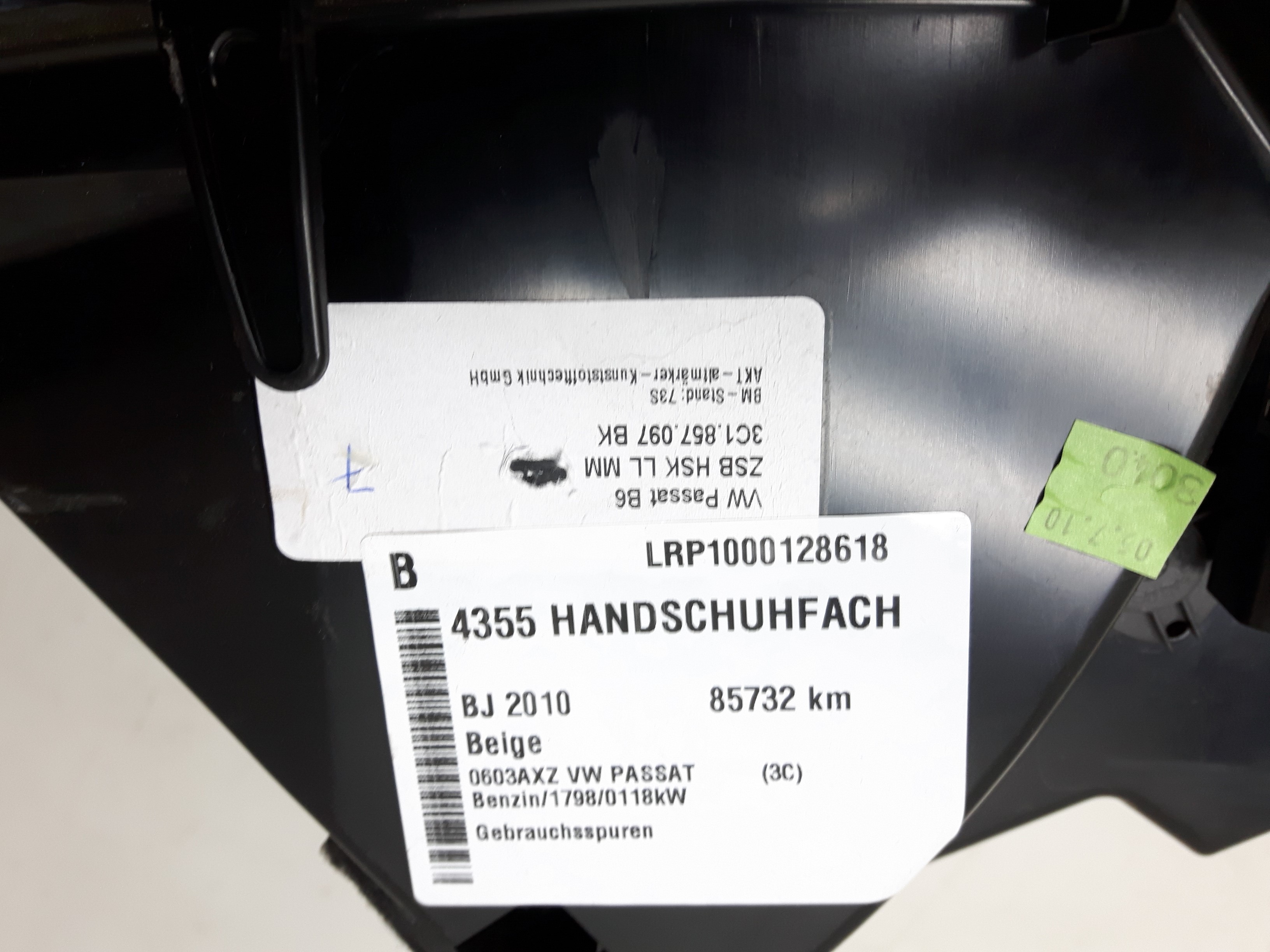 VW Passat 3C B7 Handschuhfach original BJ2010 3C1857097BK