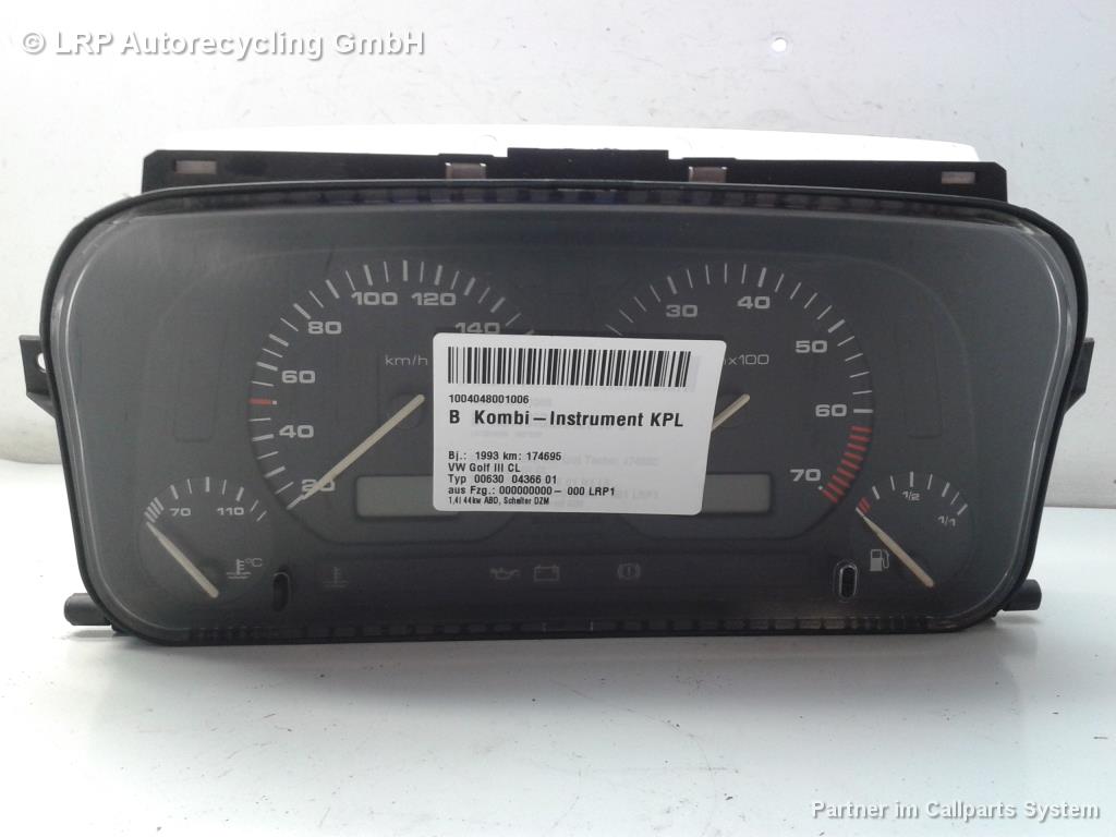 VW Golf 3 Tacho Kombiinstrument 1H6919033A 6160553001 MOTOMETER 1.4 44kw BJ1993