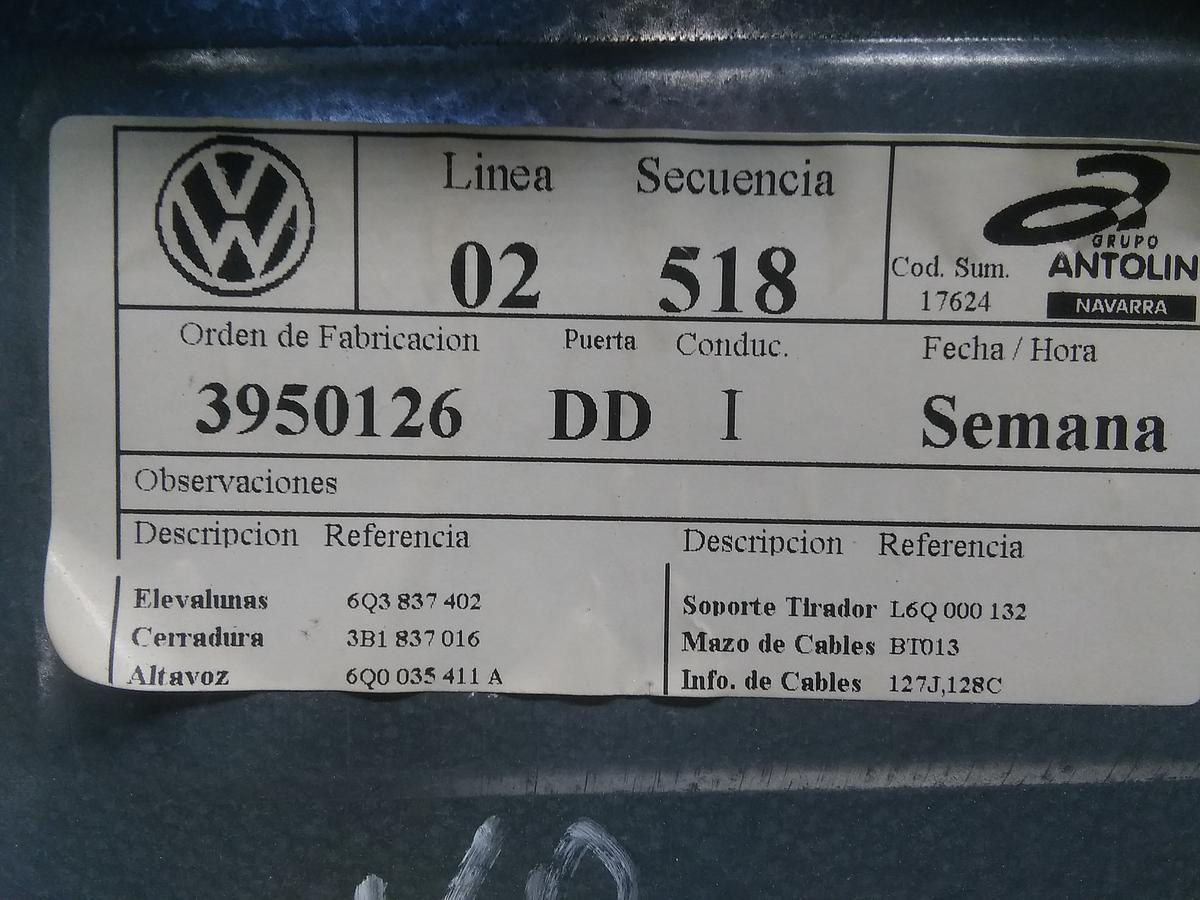 VW Polo 9N1 original Fensterheber vorn rechts manuell 3-Türer