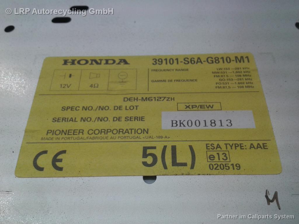 Honda Civic original Autoradio PIONEER DEH-M6127ZH