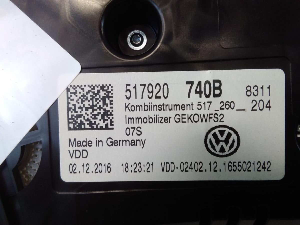 VW Golf Sportsvan original Kombiinstrument Tacho Armatur 1.4TSI Bj.2017 517920740B