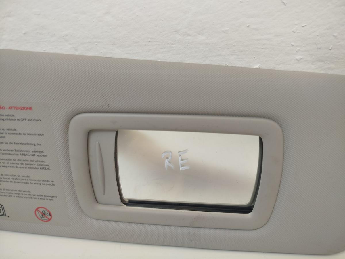 Renault Megane III 3 Sonnenblende vorn rechts mit Spiegel Fahrerseite grau beige