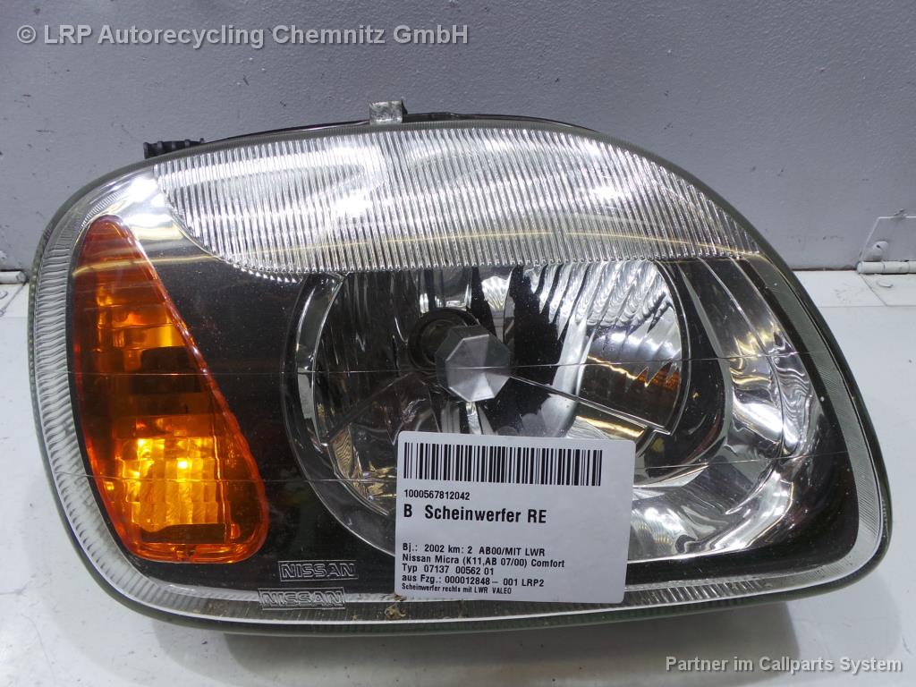 Nissan Micra K11 BJ 2002 Scheinwerfer vorn rechts Lampe 26010F511 89004677