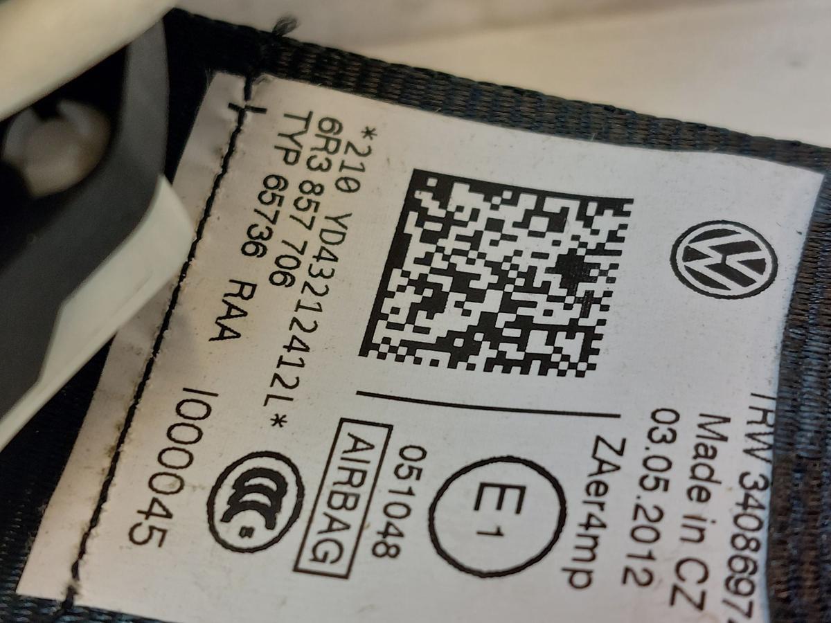 VW Polo 6R Sicherheitsgurt Gurt vorn rechts 3 t&uuml;rer Modelle OEM Anschnallgurt