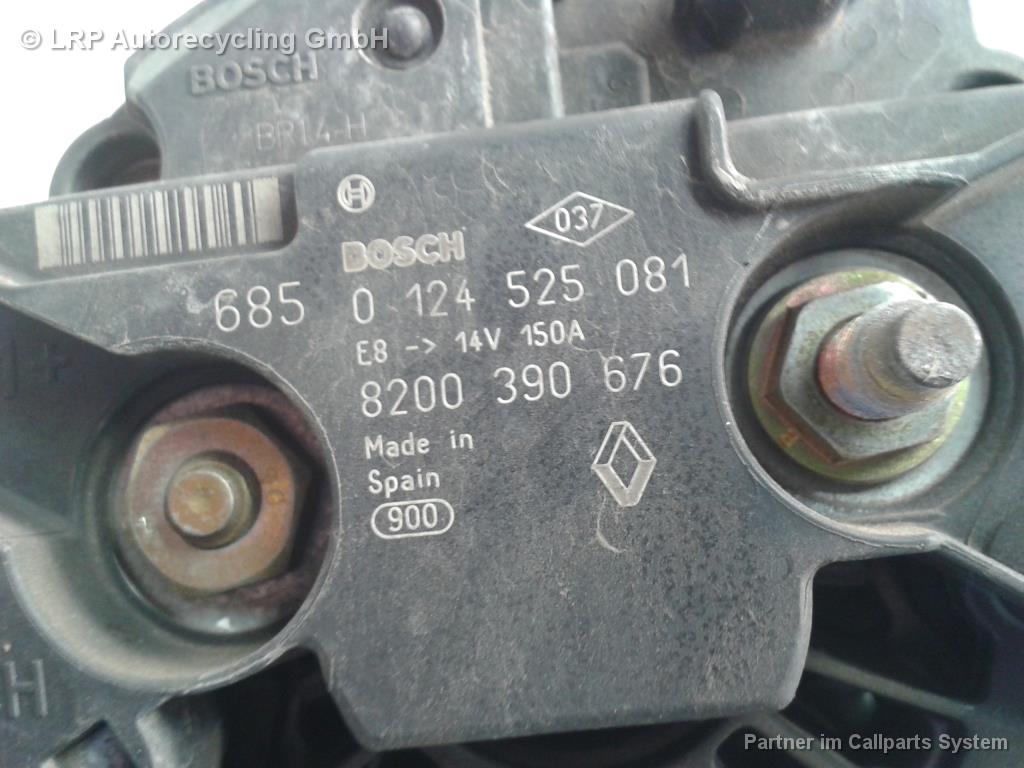 Renault Megane 2 Kombi BJ2006 original Lichtmaschine Generator 0124525081 BOSCH 1.5 78kw K9KP732 150A