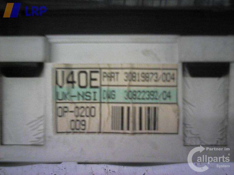 KOMBI-INSTRUMENT KPL; Glas Kombiinstrument; S40/V40 (V, 02/96-); TYP V, 02/96-02/04; 30822392; 30822392