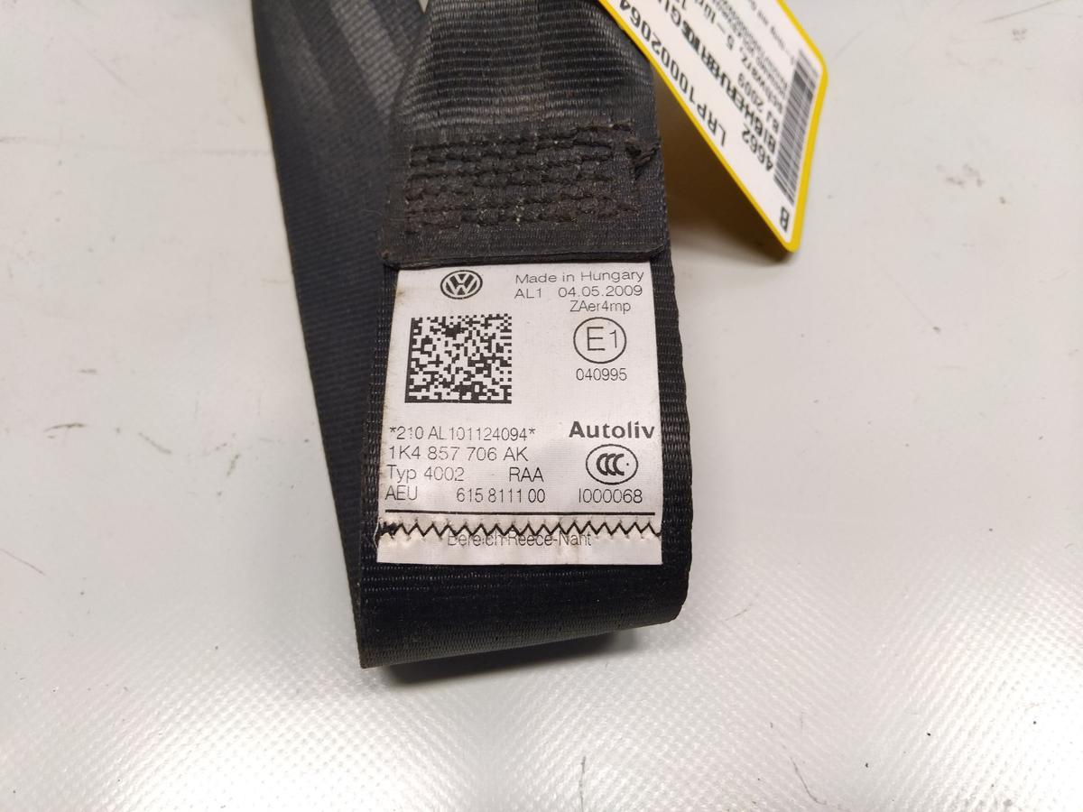 VW Golf 6 original Sicherheitsgurt vorn rechts 5-t&uuml;rig schwarz unfallfrei BJ2009