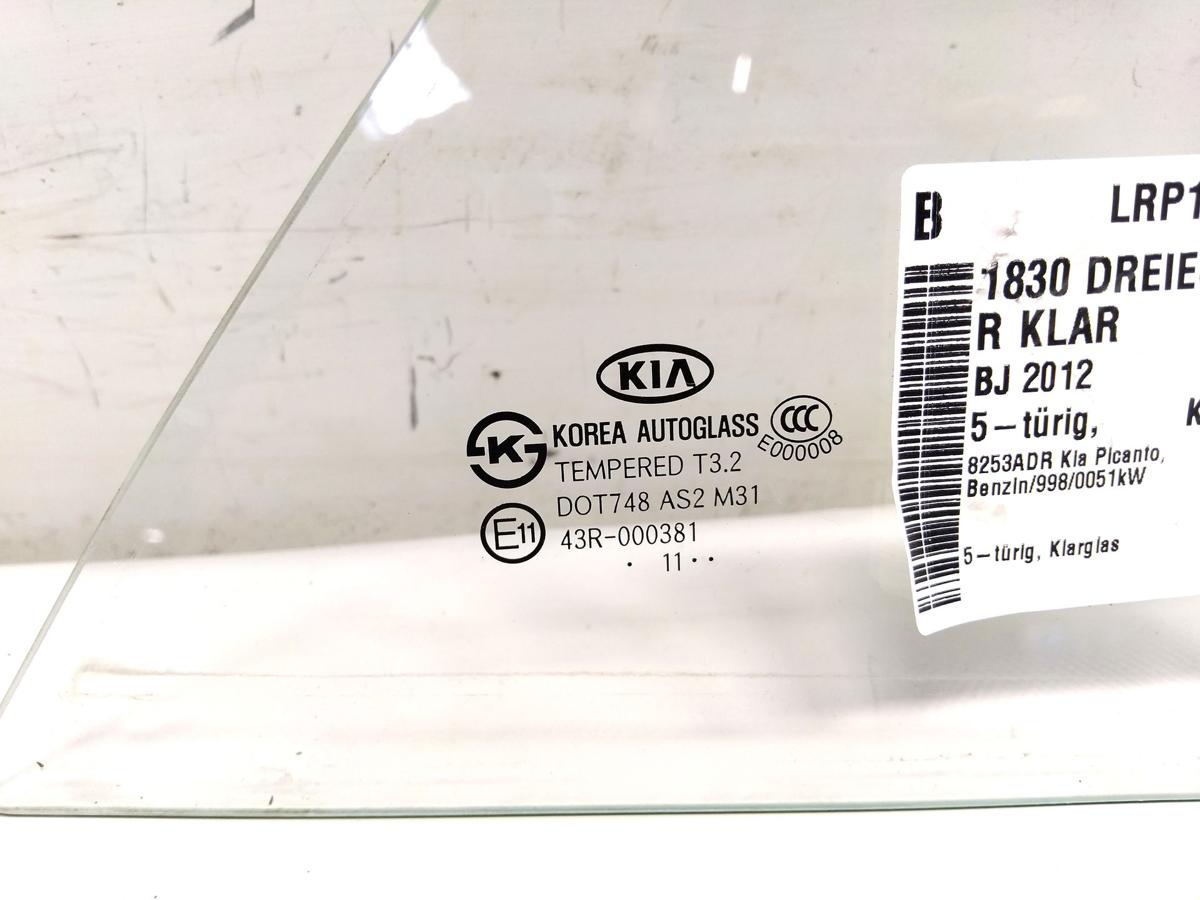 Kia Picanto II TA original Dreieckscheibe hinten rechts 5-t&uuml;rig Klarglas BJ2012