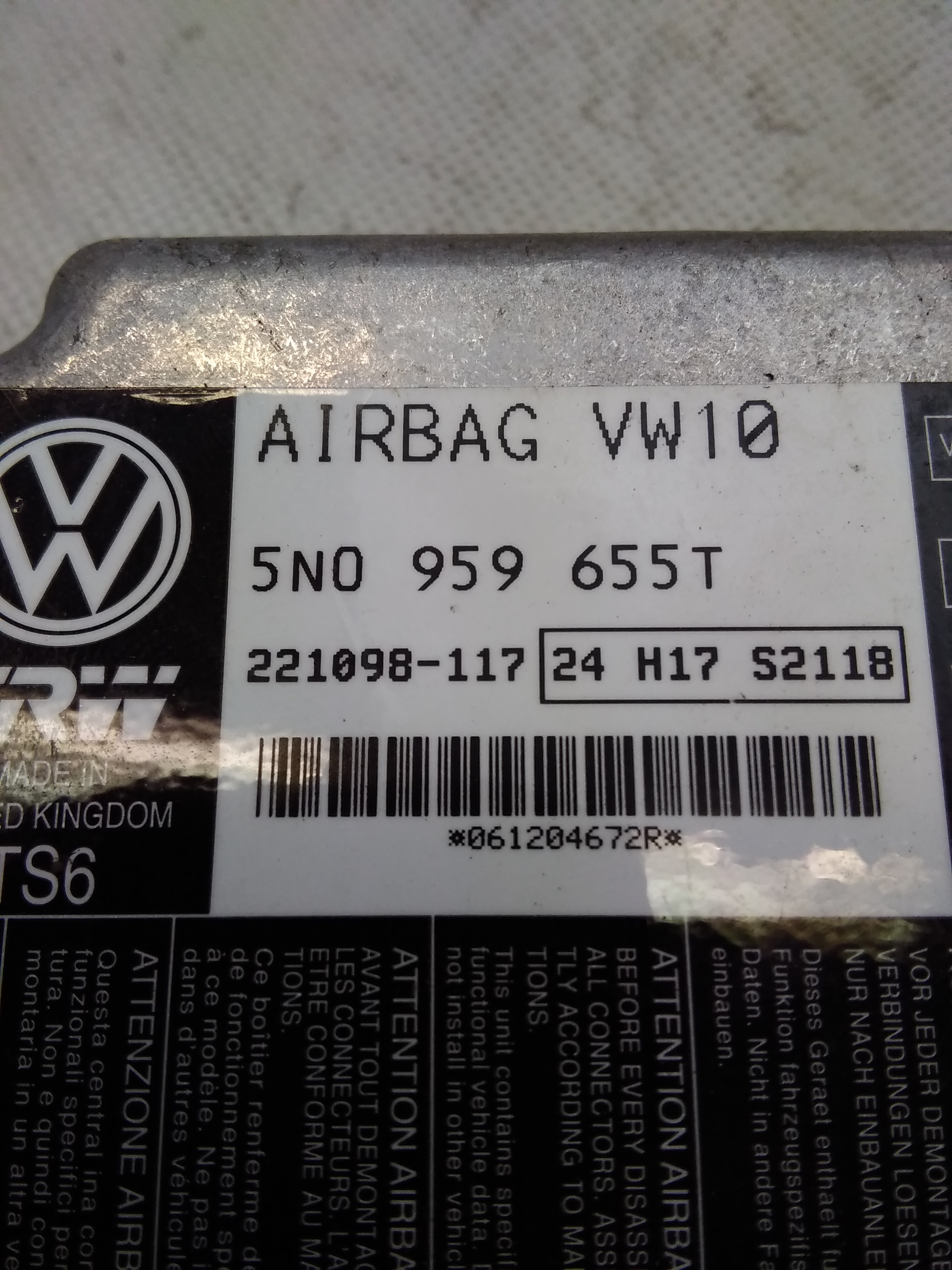 Volkswagen Passat CC Steuergerät Airbag BJ2012