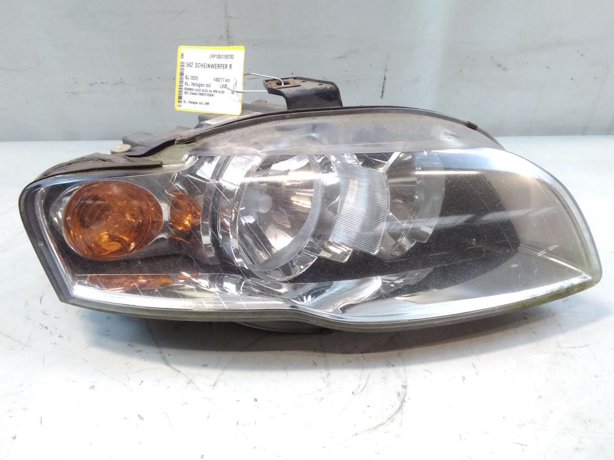 Audi A4 8E B7 original Scheinwerfer rechts Halogen mit LWR 8E0941004AJ BJ2005