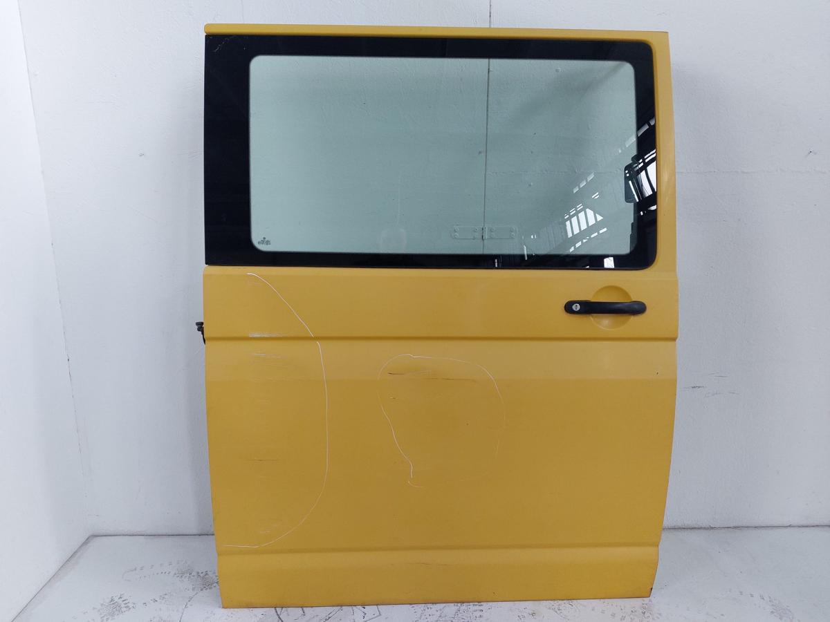 VW T5 7H Transporter Schiebet&uuml;r rechts mit Scheibe Postgelb Dellen tiefe Kratzer