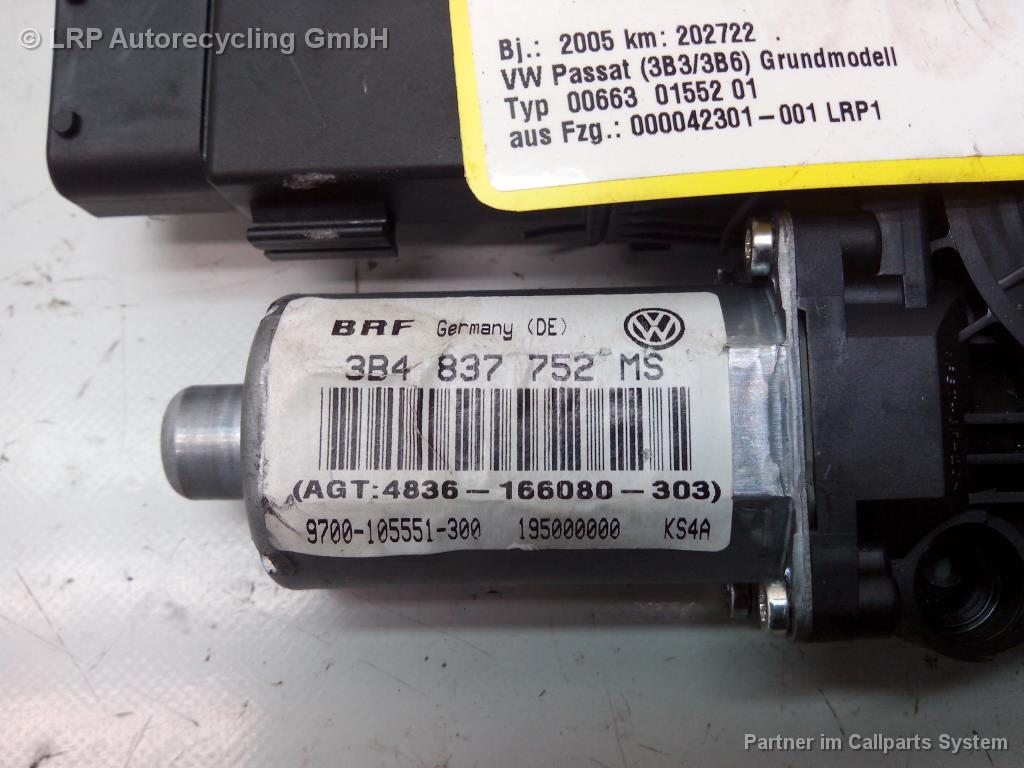 VW Passat B5 Variant BJ2005 Fensterhebermotor vorn rechts ohne Gestänge 3B4837752MS