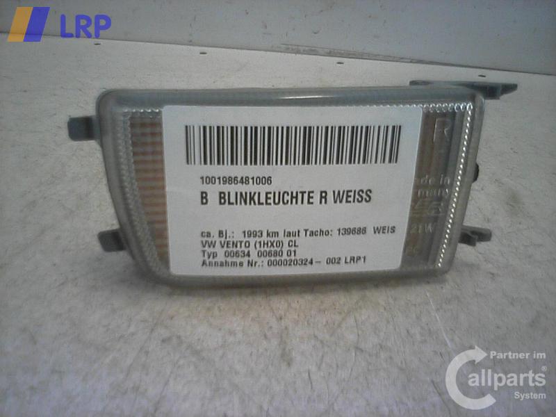 BLINKLEUCHTE R WEISS; Blinkerleuchten + Einzelteile; VENTO (1HX0); AB 01/92-12/97; 1H0953156D; 1H0953156D