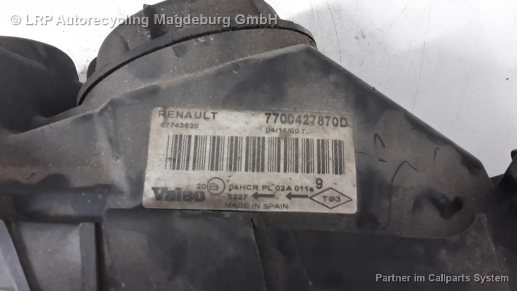 Renault Megane KAO Scheinwerfer rechts H7/H1 Hauptscheinwerfer TEXT