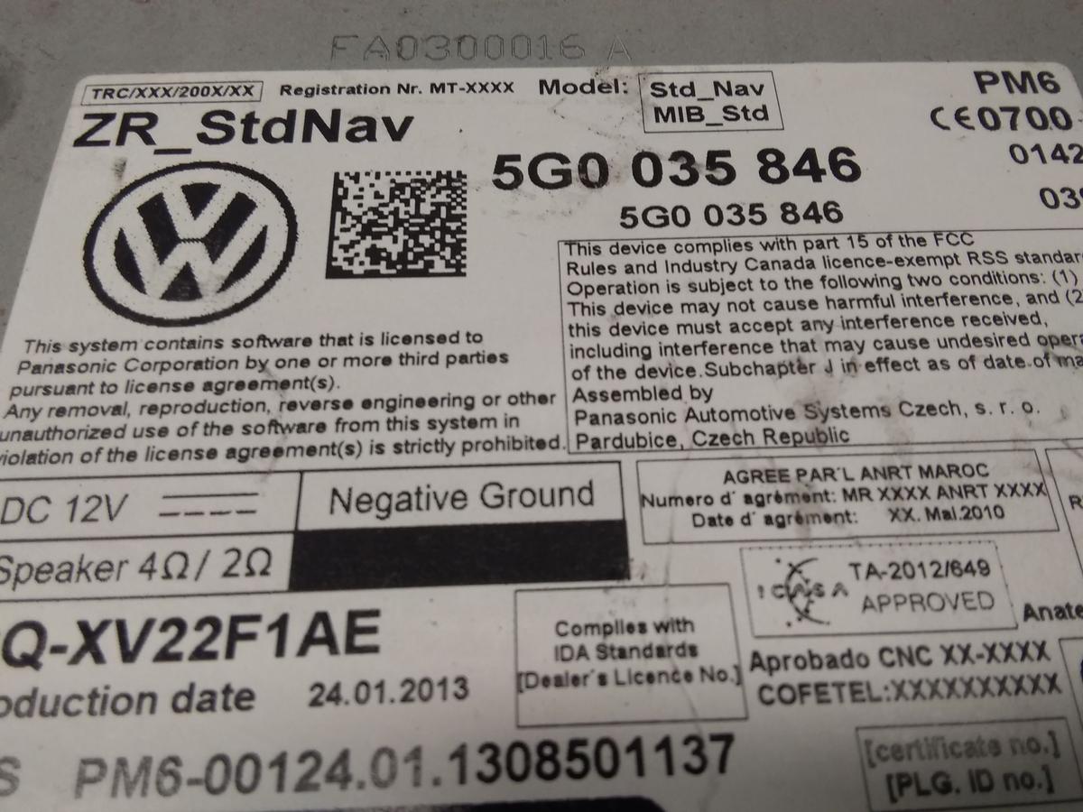 VW Golf 7 original Rechner Navigation Radio 5G0035846 mit 2 SD-Slots Bj.2014