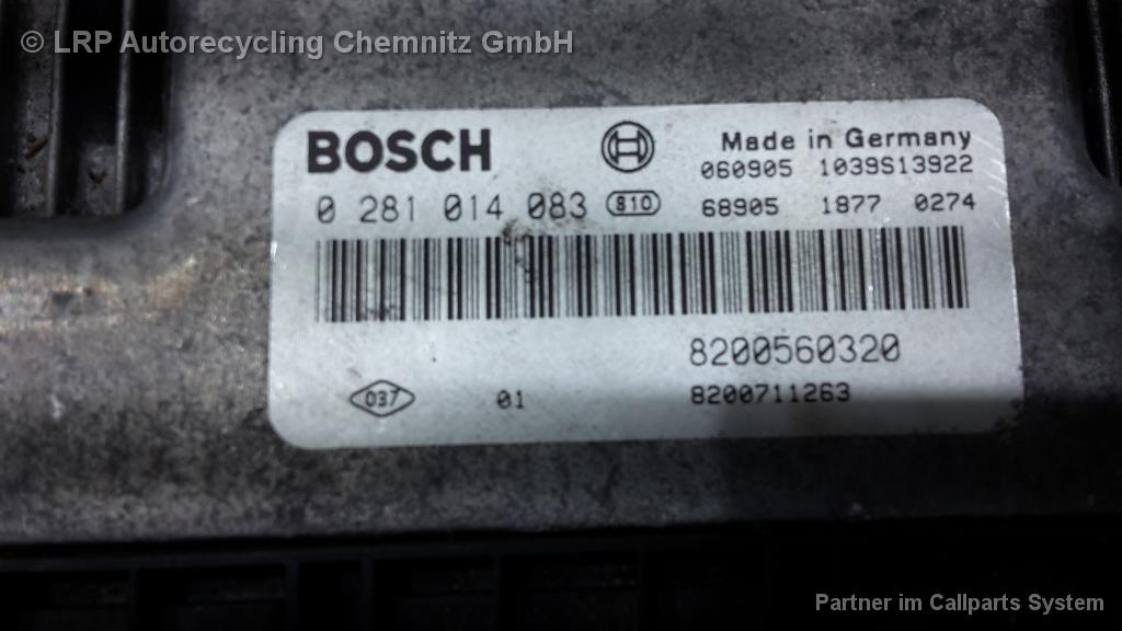 Renault Laguna 2 (II) BJ 2006 Motorsteuerteil Steuergerät Motor 8200560320 BOSCH 0281014083