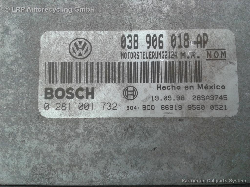 VW New Beetle 9C BJ1998 original Steuergerät Motor 0281001732 BOSCH 1.9TDI 66kw ALH