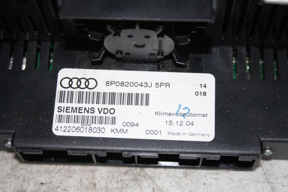 Audi A3 8PA orig Heizungsbetätigung Klimabedienteil Climatronic 8P0820043J Bj 05